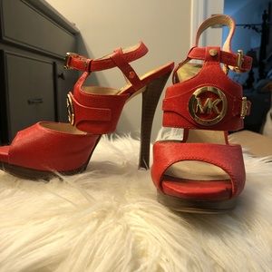 Michael Kors coral strappy heels